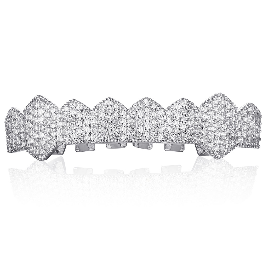 8-tooth Micro-Inlaid Zircon Single Row Gold&Silver Grillz