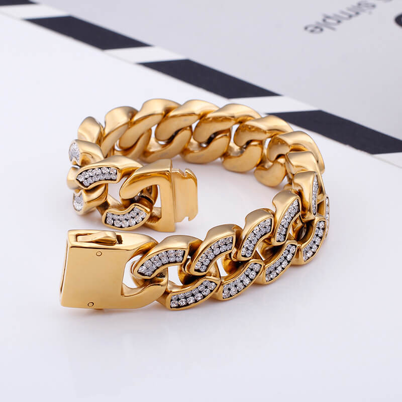 20mm Hip-hop Gold Cuban Bracelet