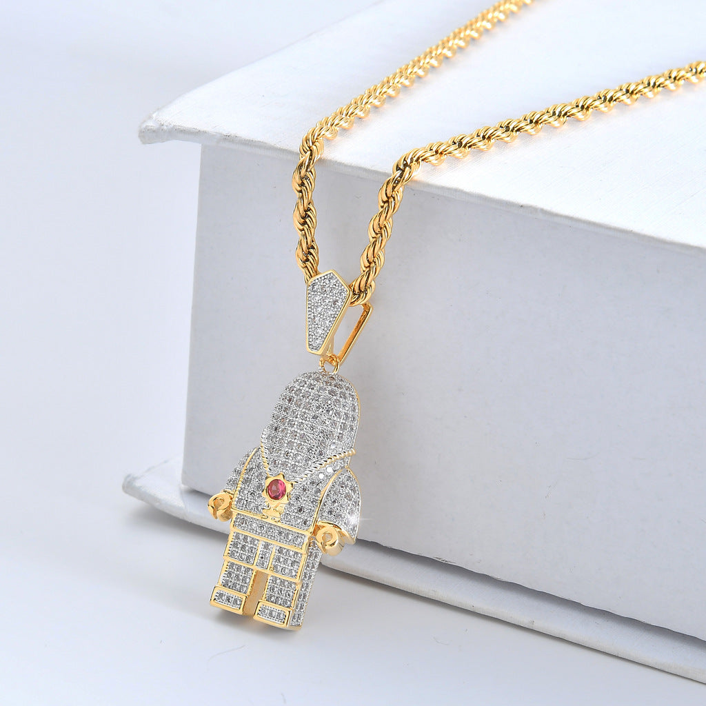 Astronaut Spaceman Hip Hop Zircon Pendant