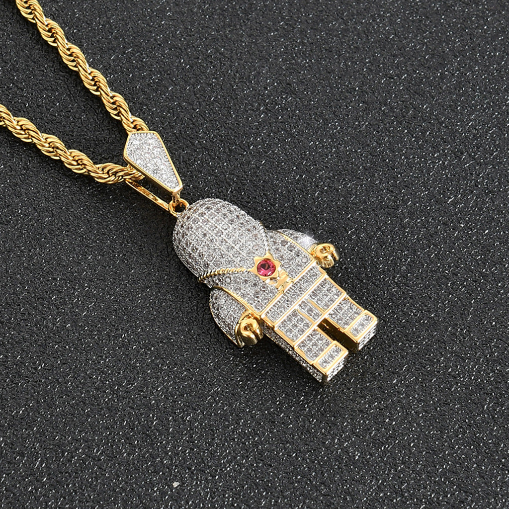 Astronaut Spaceman Hip Hop Zircon Pendant