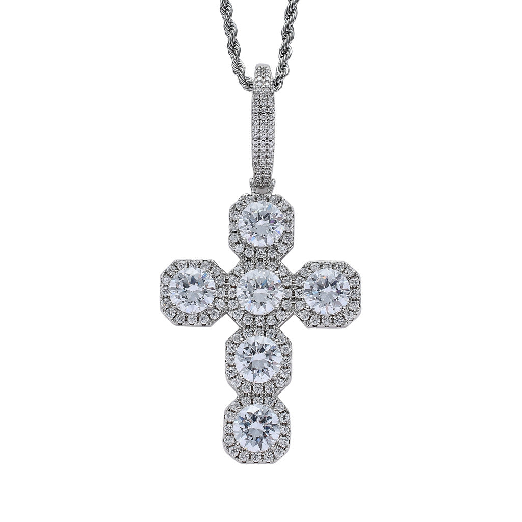 Full Zircon Large Cross Solid Hip Hop Pendant