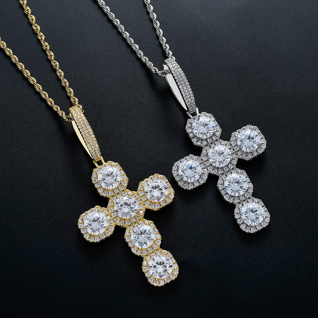 Full Zircon Large Cross Solid Hip Hop Pendant