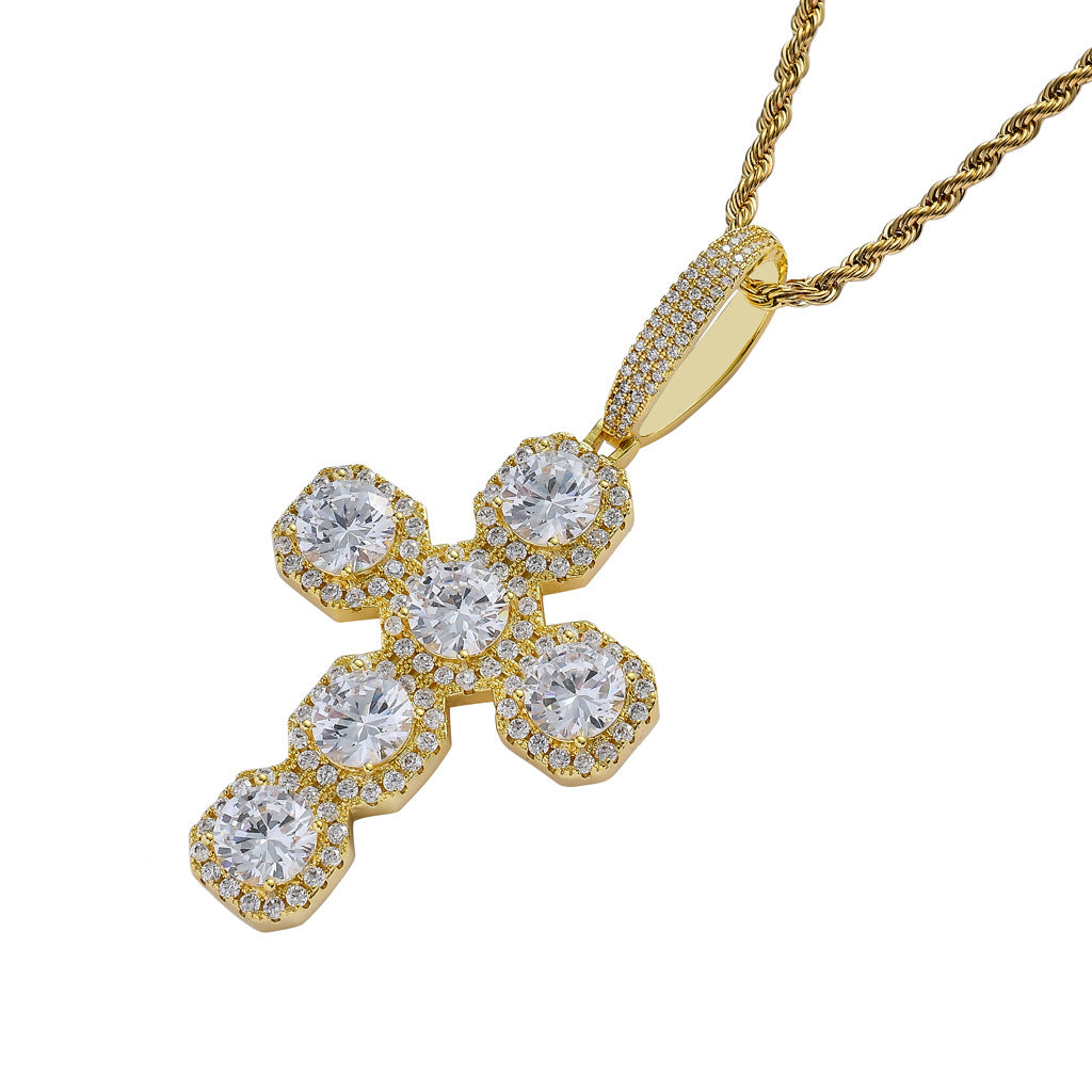 Full Zircon Large Cross Solid Hip Hop Pendant
