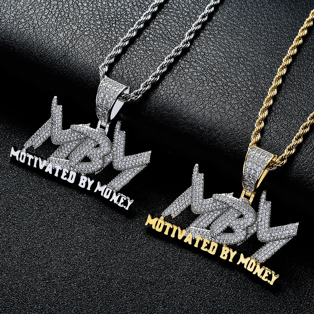 Iced MBM Letter Full Diamond Hip Hop Cubic Zircon Pendant