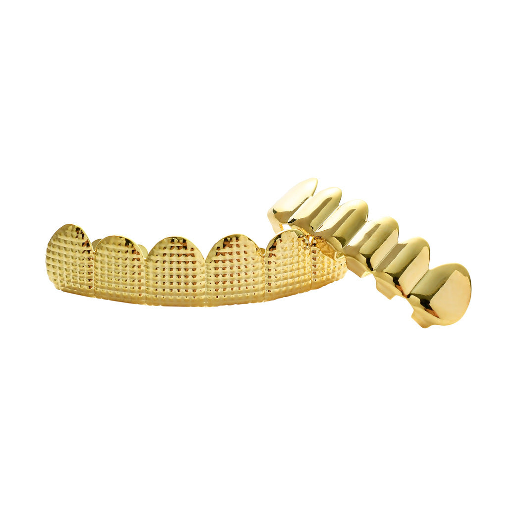 Real Gold Electroplated Bump Lattice Texture Hip Hop Grillz