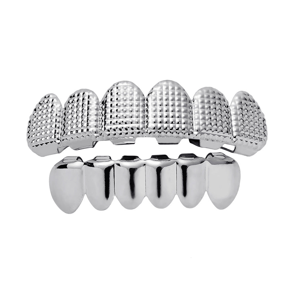 Real Gold Electroplated Bump Lattice Texture Hip Hop Grillz