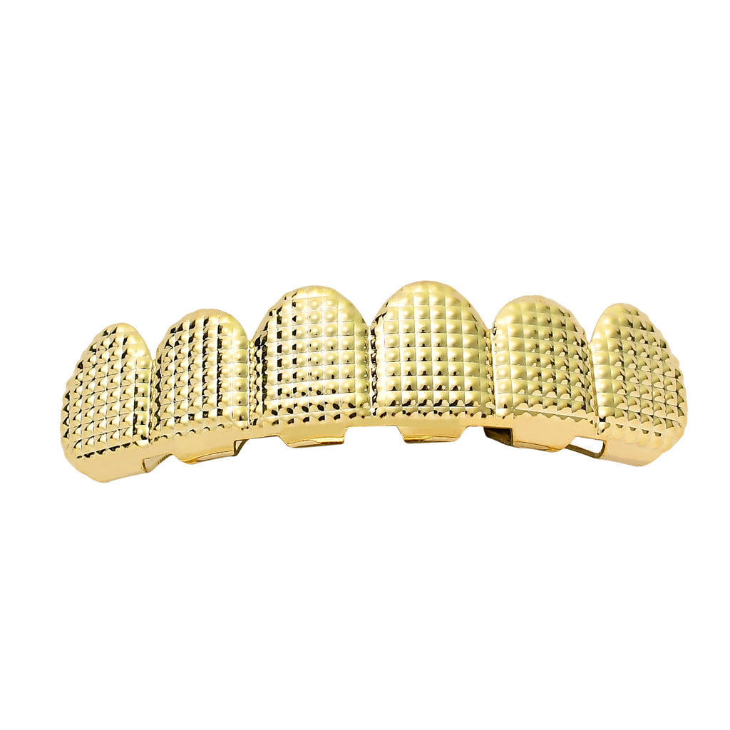Real Gold Electroplated Bump Lattice Texture Hip Hop Grillz
