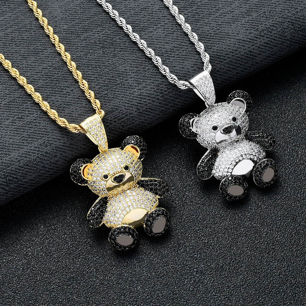 Iced Teddy Bear Pendant Pave Full Cubic Zircon
