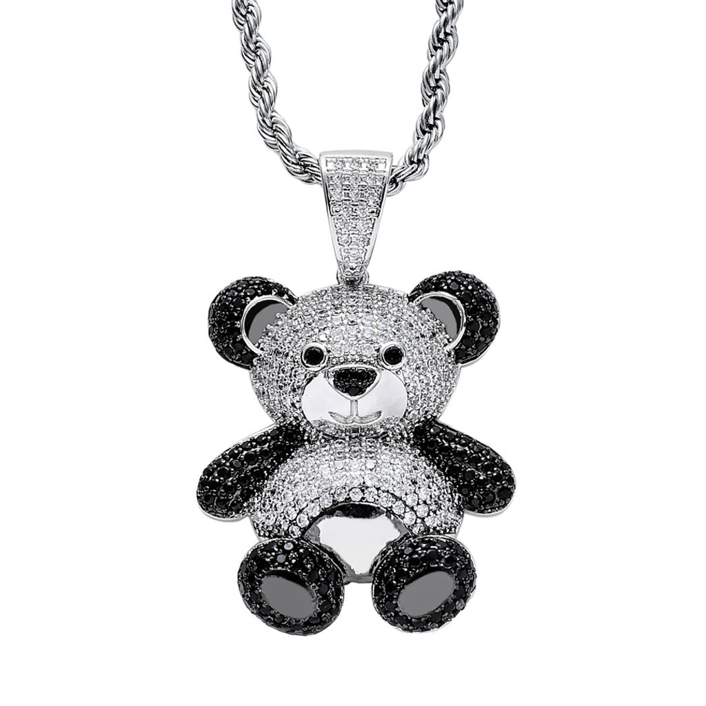 Iced Teddy Bear Pendant Pave Full Cubic Zircon