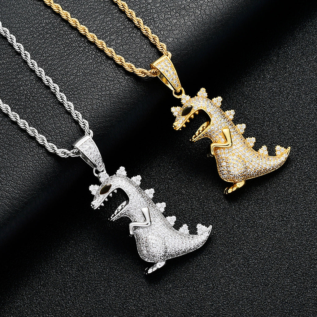 Bling Bling Dinosaur Roar Cartoon Image Zircon Pendant