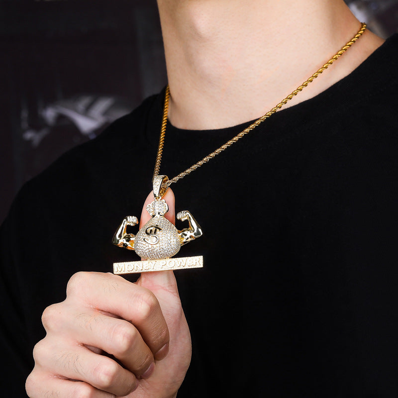 Hip hop money bag pendant