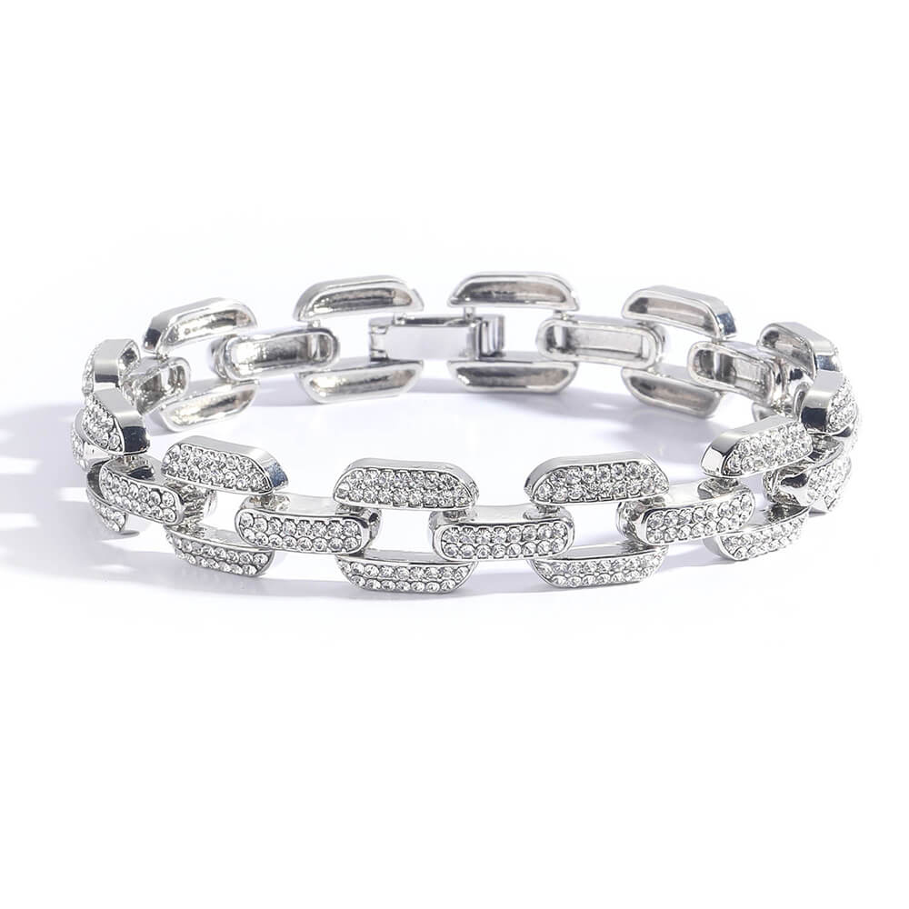 12mm Geometric Shape Full Zircon Alloy Bracelet