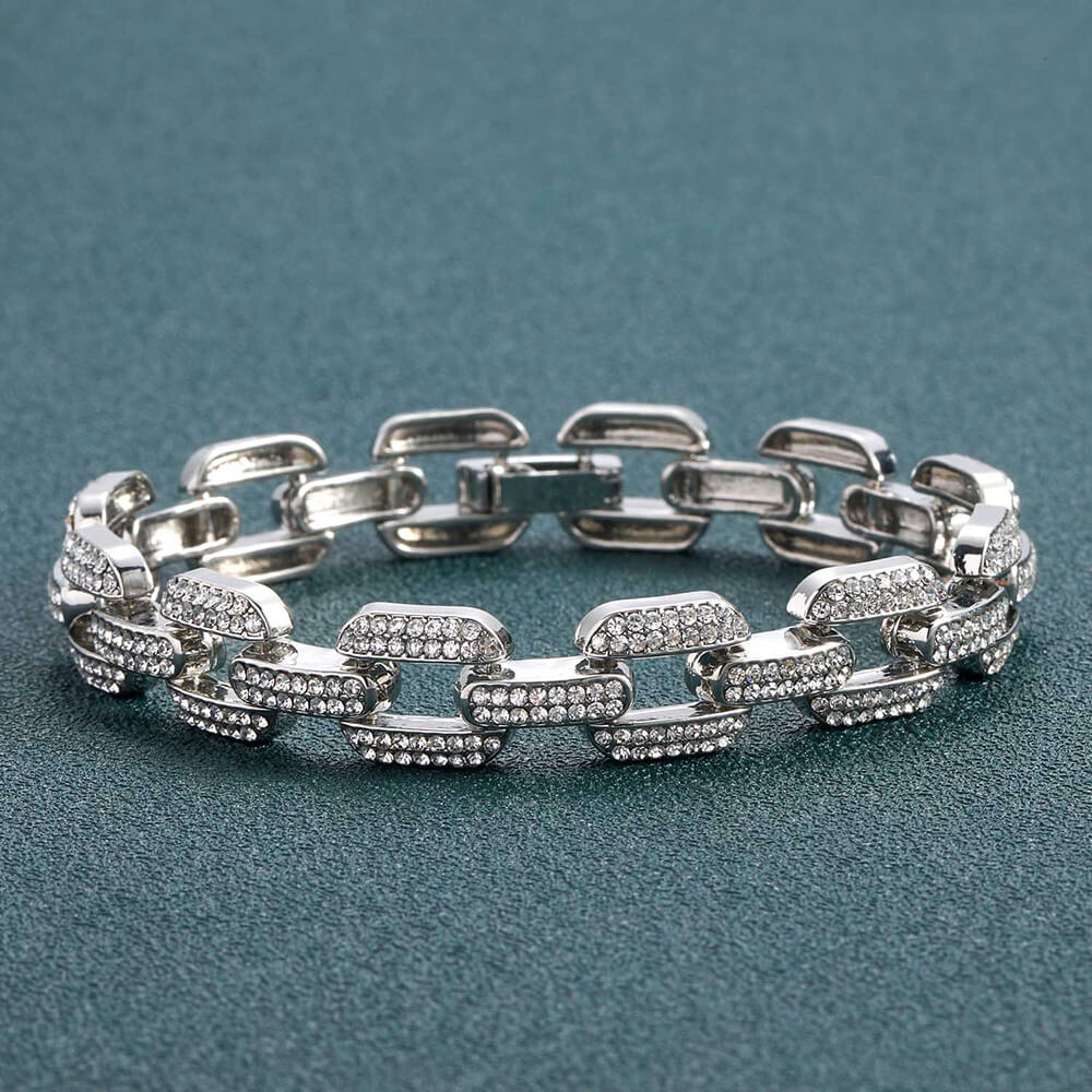 12mm Geometric Shape Full Zircon Alloy Bracelet