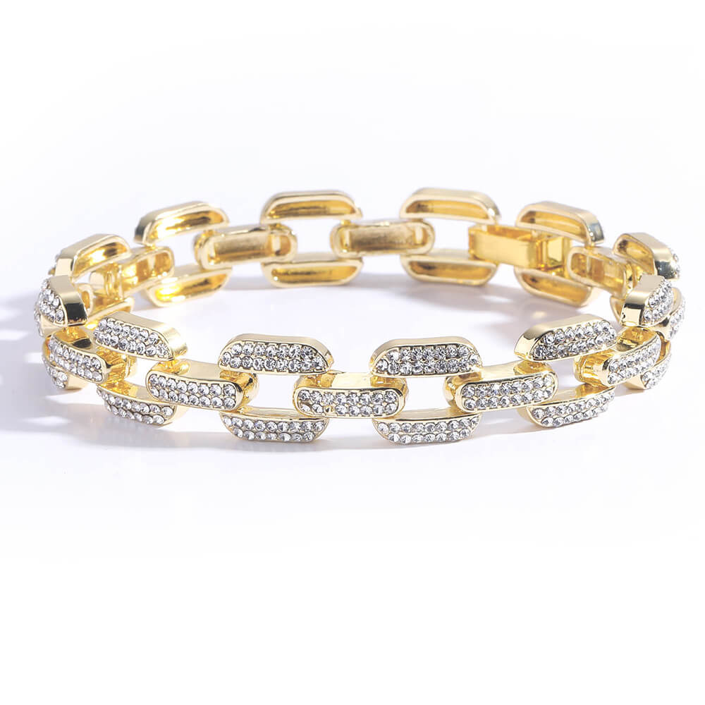 12mm Geometric Shape Full Zircon Alloy Bracelet