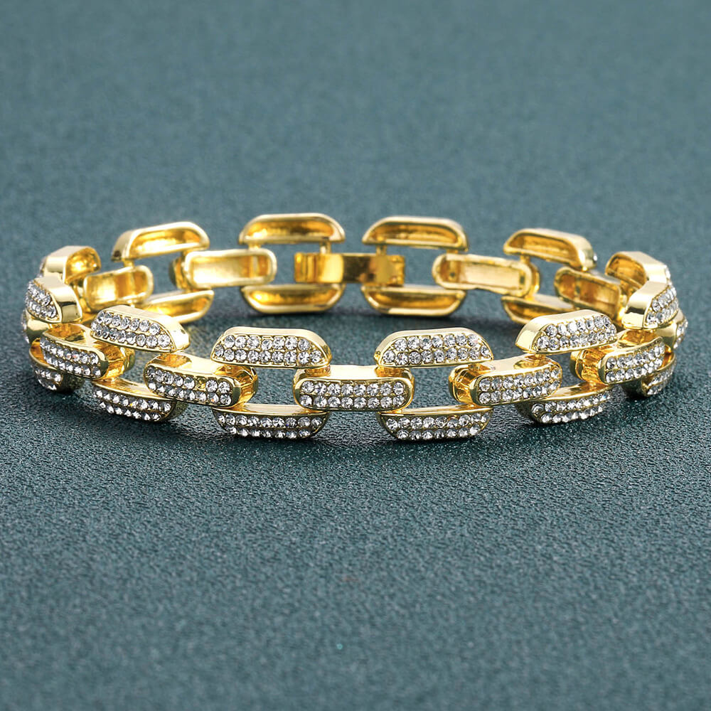 12mm Geometric Shape Full Zircon Alloy Bracelet