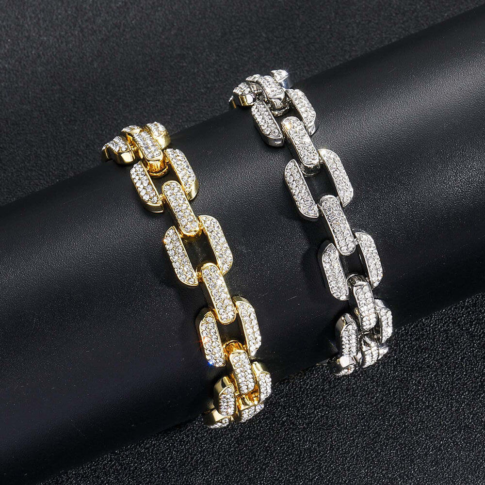 12mm Geometric Shape Full Zircon Alloy Bracelet