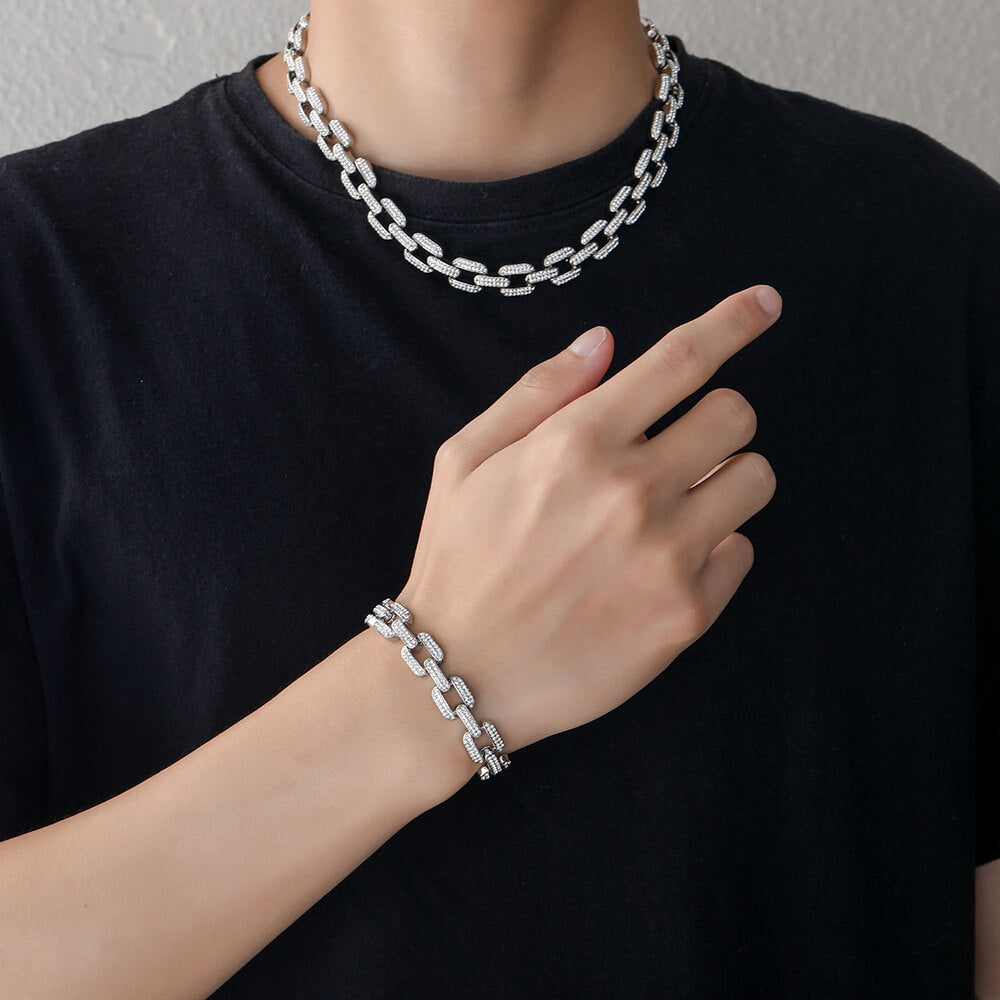 12mm Geometric Shape Full Zircon Alloy Bracelet