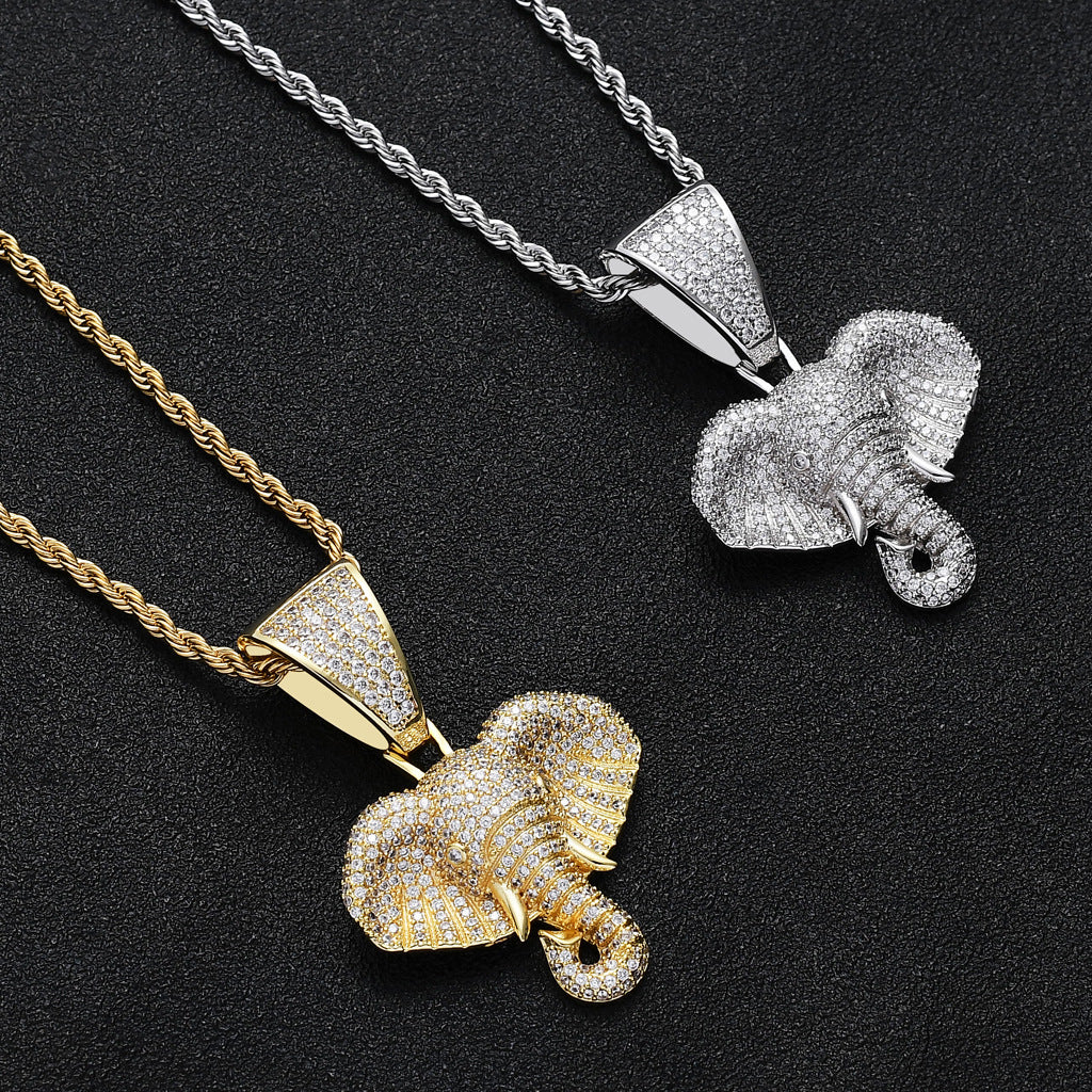 Vintage Elephant Head Hip Hop Pendant