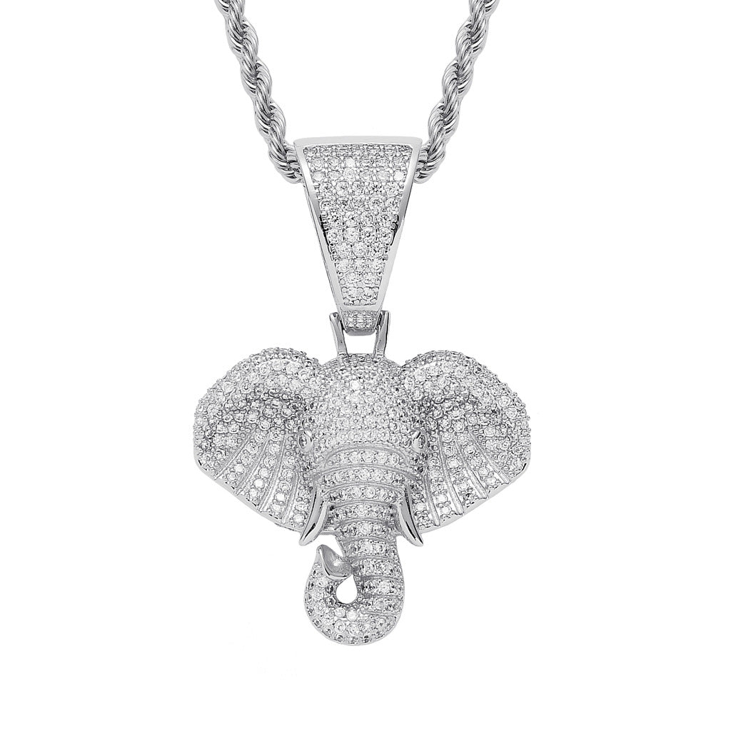 Vintage Elephant Head Hip Hop Pendant