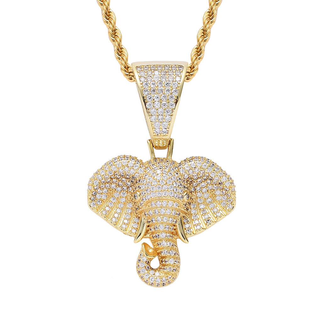 Vintage Elephant Head Hip Hop Pendant