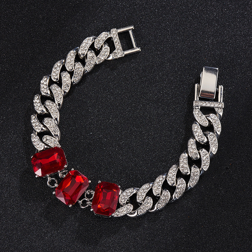 13mm Red Glass Crystal Bracelet