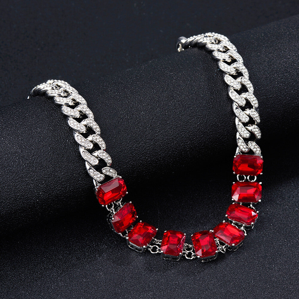 13mm Red Glass Crystal Necklace