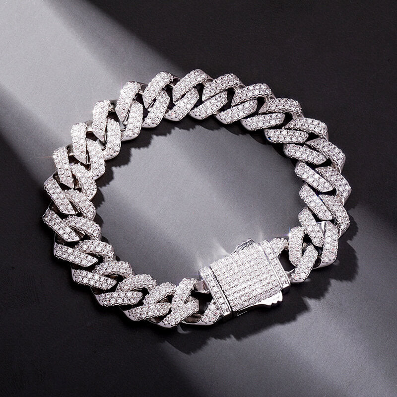 14mm Rhombus Spring Clasp Cuban Chain Bracelet