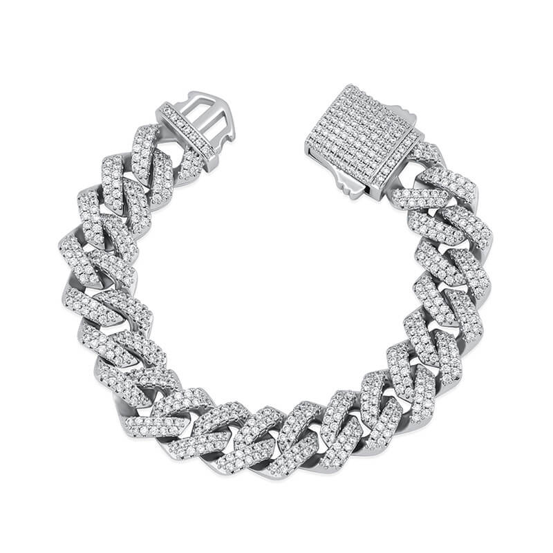 14mm Rhombus Spring Clasp Cuban Chain Bracelet
