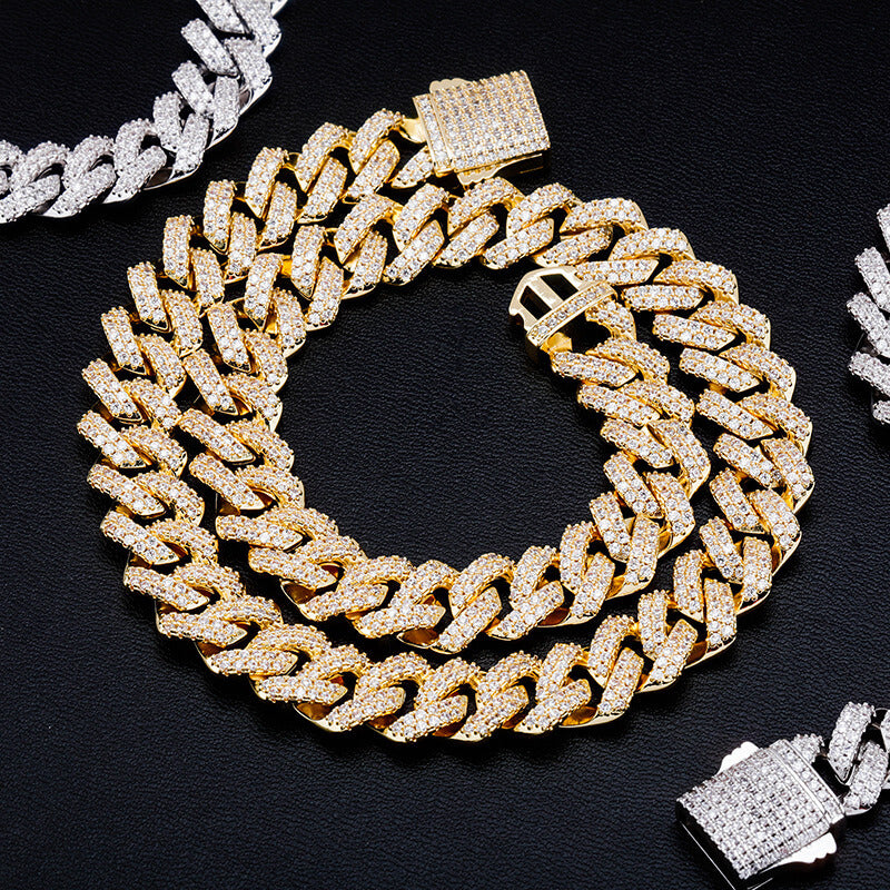 14mm Rhombus Spring Clasp Cuban Chain