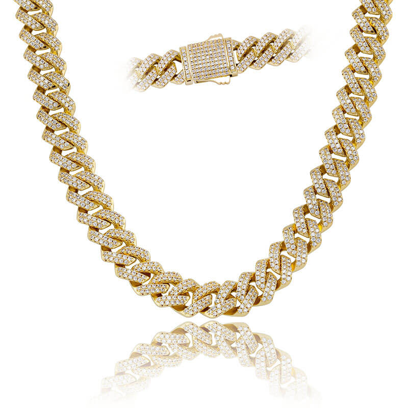 14mm Rhombus Spring Clasp Cuban Chain