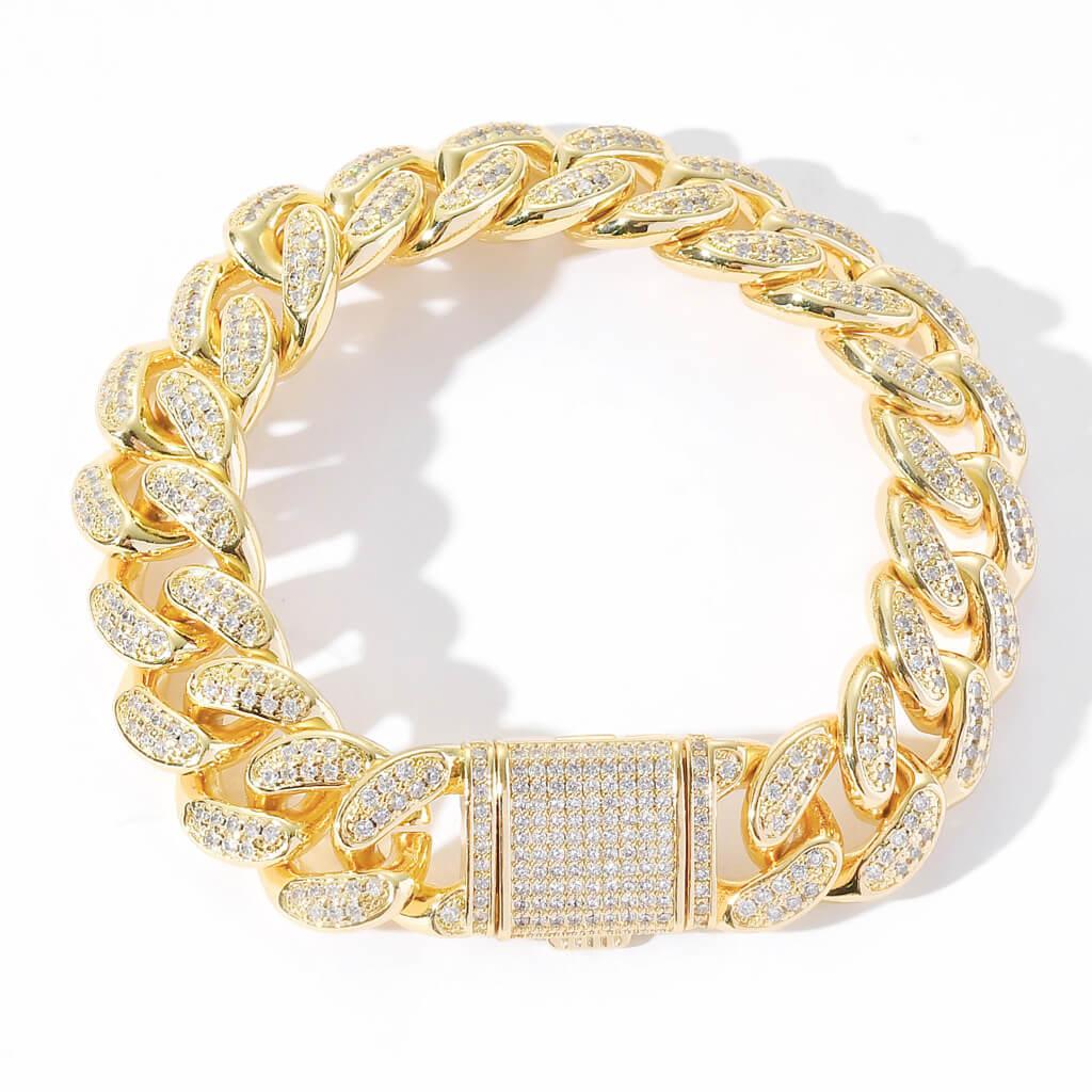 15mm Cuban Link Chain Flip Buckle Hip Hop Bracelet