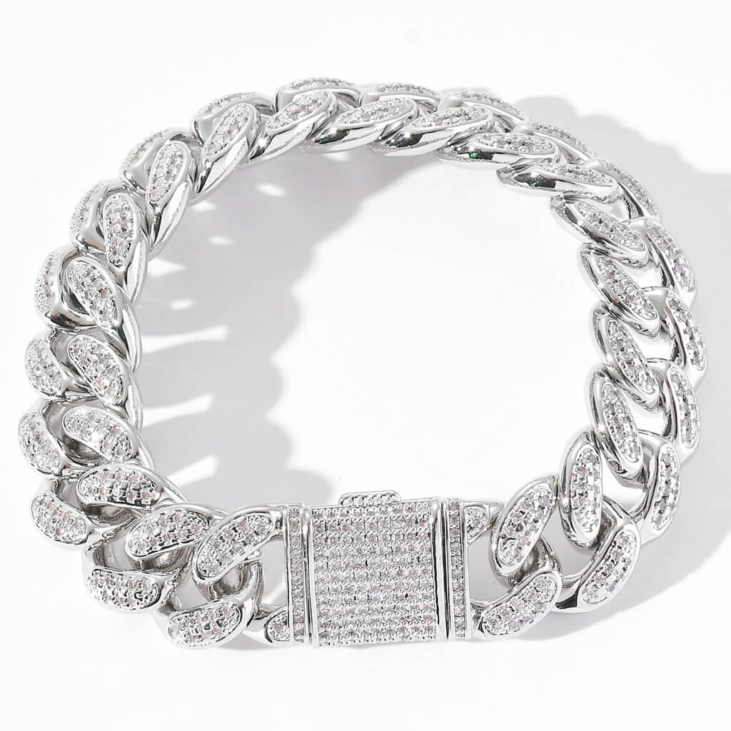 15mm Cuban Link Chain Flip Buckle Hip Hop Bracelet