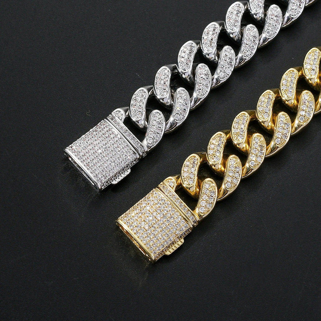 15mm Cuban Link Chain Flip Buckle Hip Hop Bracelet