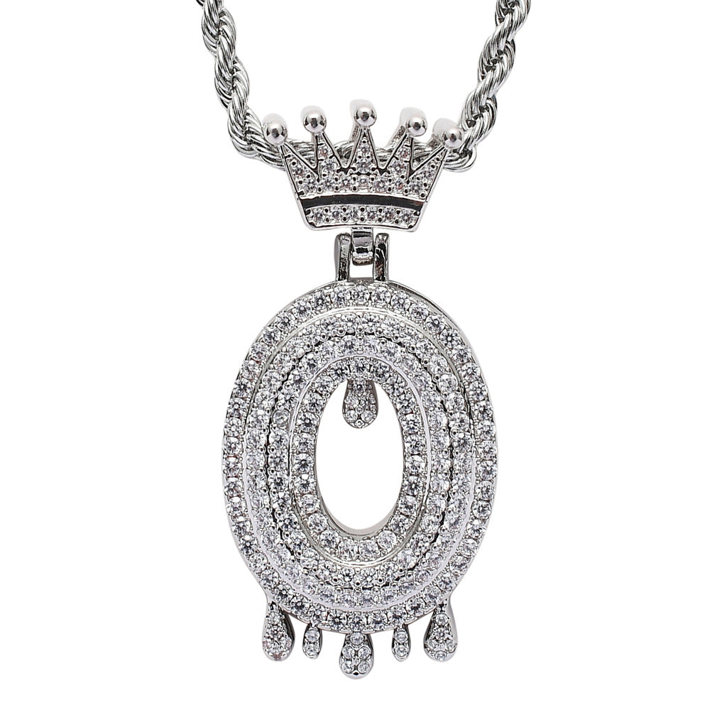 Crown Water Drop English Letter Hip Hop Pendant