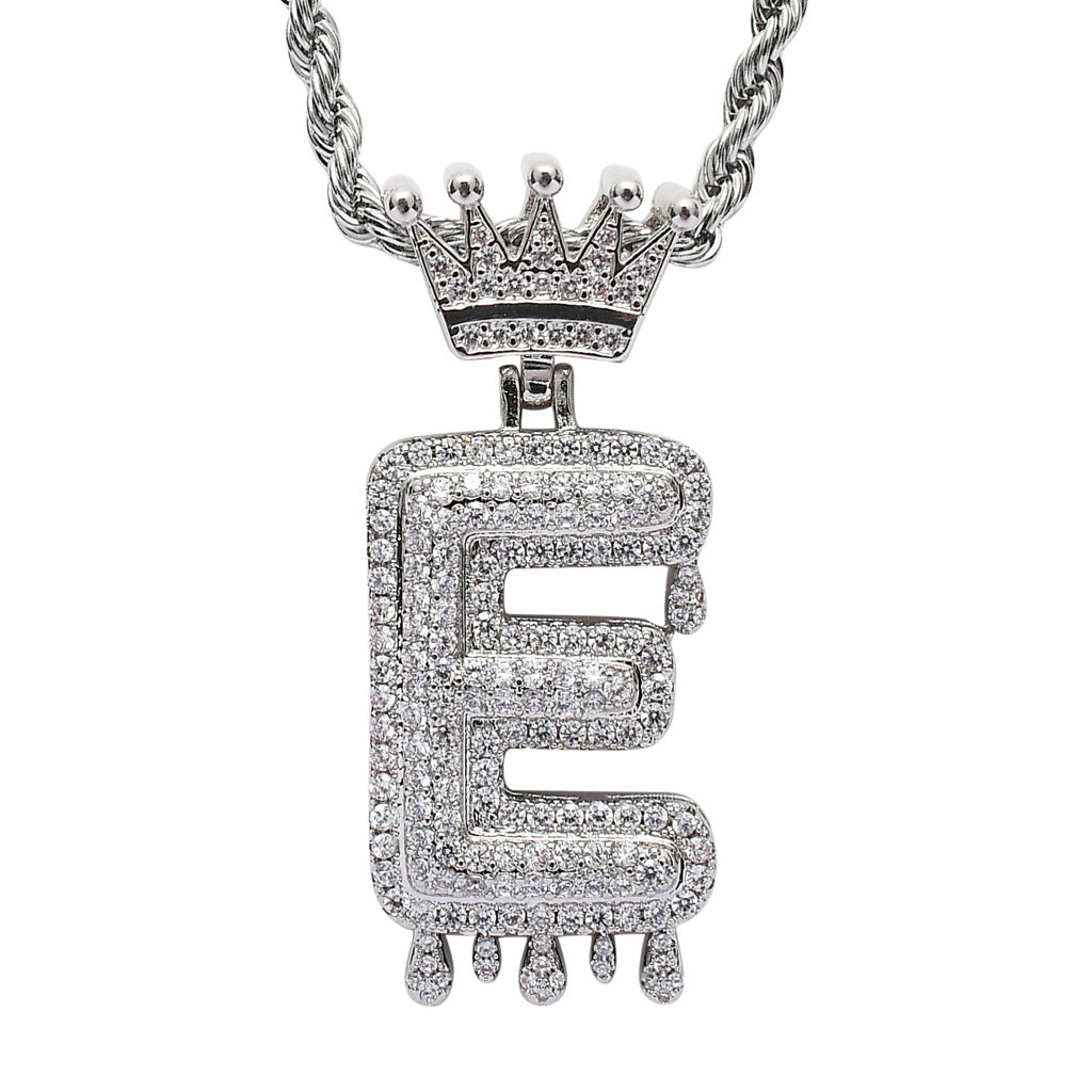 Crown Water Drop English Letter Hip Hop Pendant