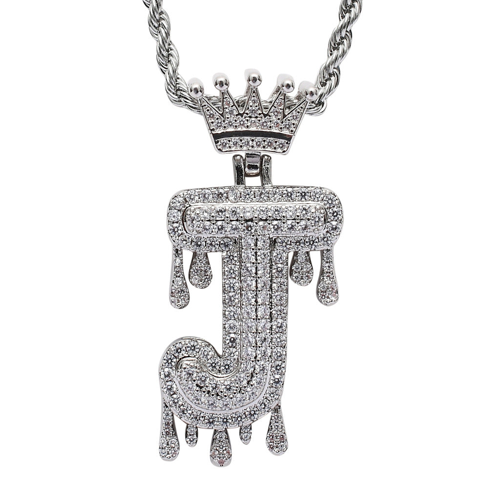 Crown Water Drop English Letter Hip Hop Pendant