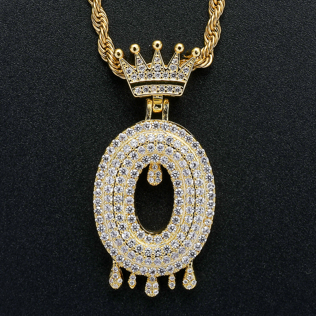 Crown Water Drop English Letter Hip Hop Pendant