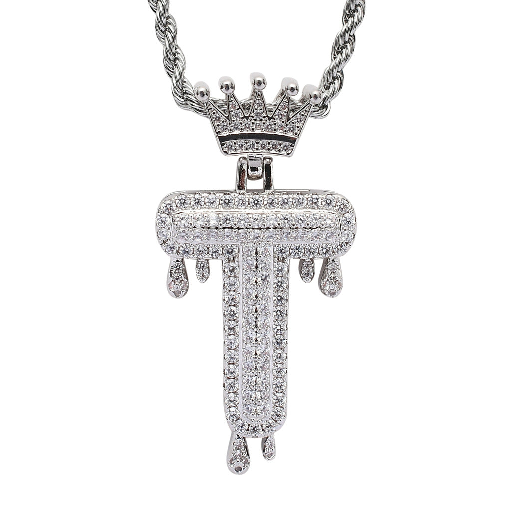 Crown Water Drop English Letter Hip Hop Pendant