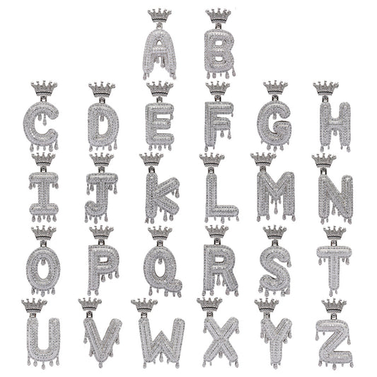 Crown Water Drop English Letter Hip Hop Pendant