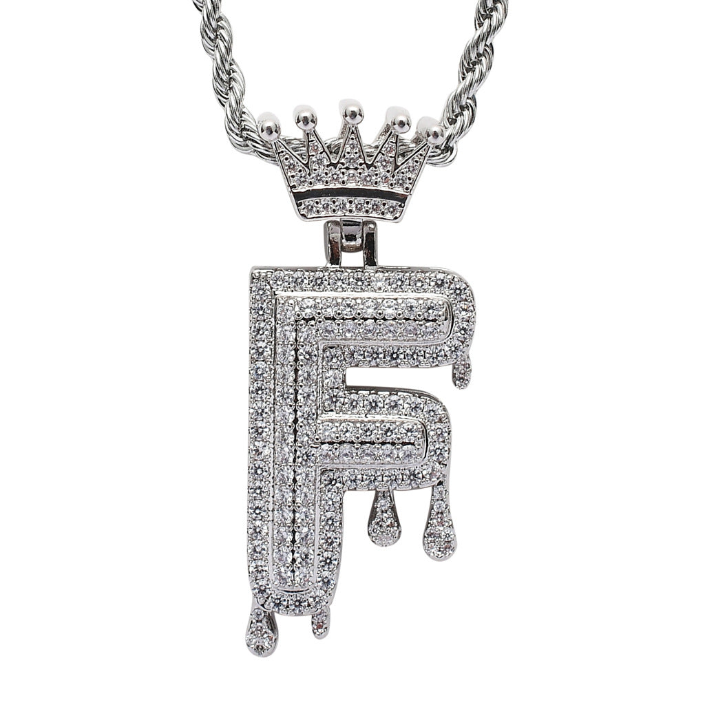 Crown Water Drop English Letter Hip Hop Pendant