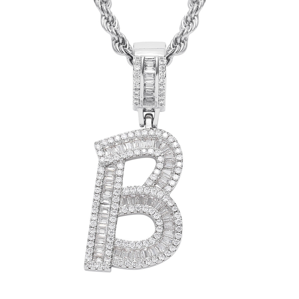 Square Zircon 26 English Letter Hip Hop Pendant