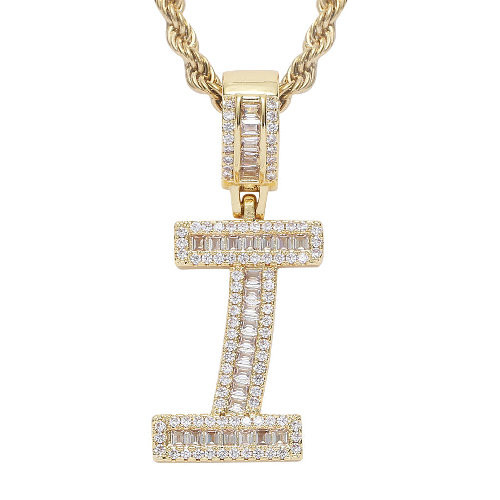 Square Zircon 26 English Letter Hip Hop Pendant