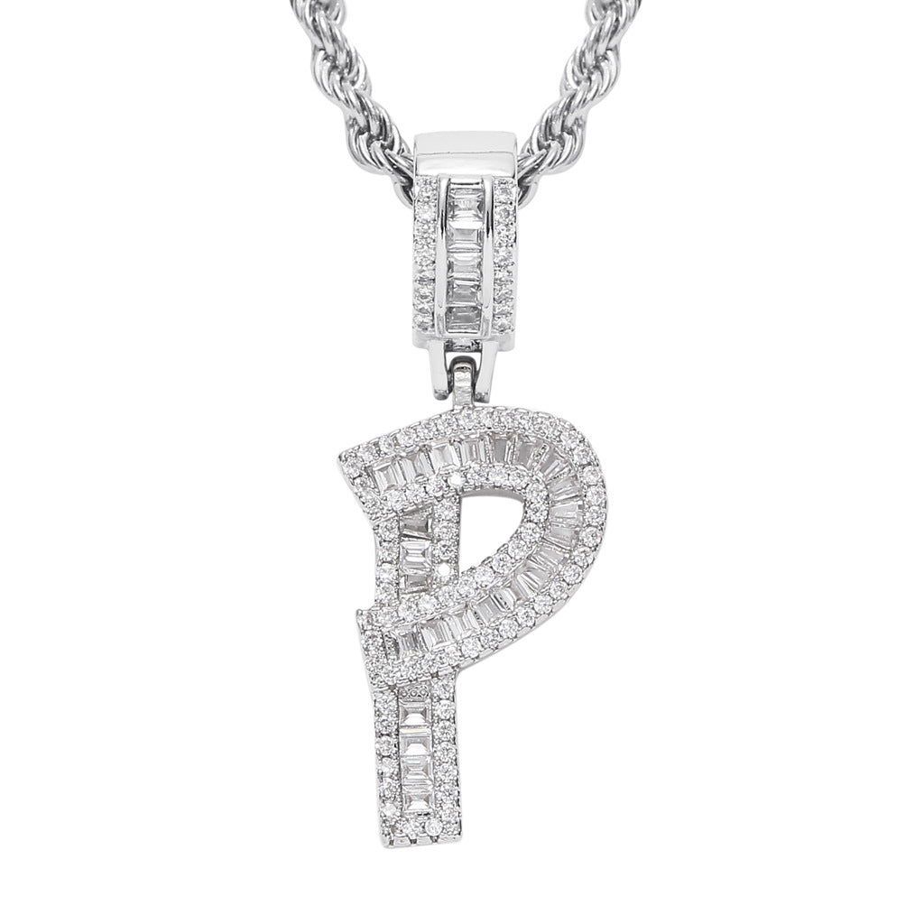 Square Zircon 26 English Letter Hip Hop Pendant