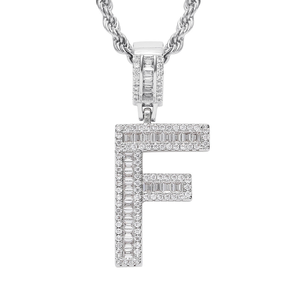Square Zircon 26 English Letter Hip Hop Pendant