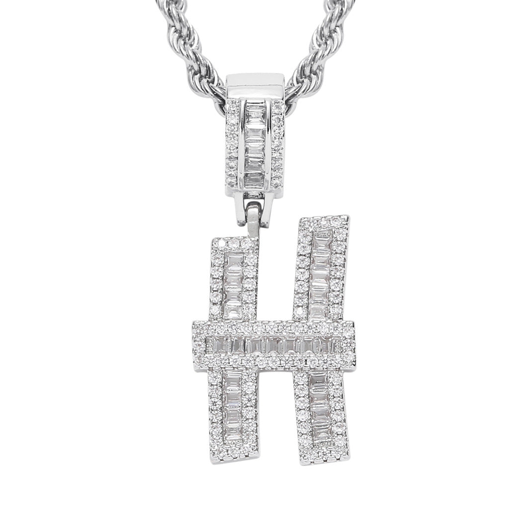 Square Zircon 26 English Letter Hip Hop Pendant