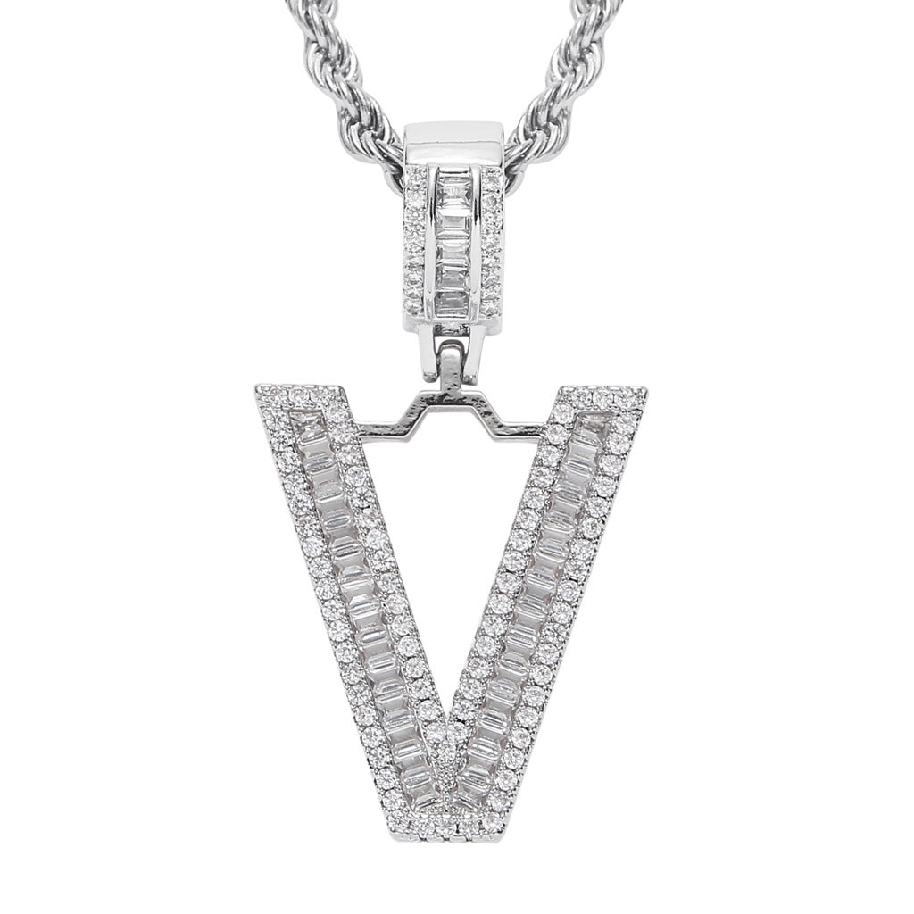 Square Zircon 26 English Letter Hip Hop Pendant