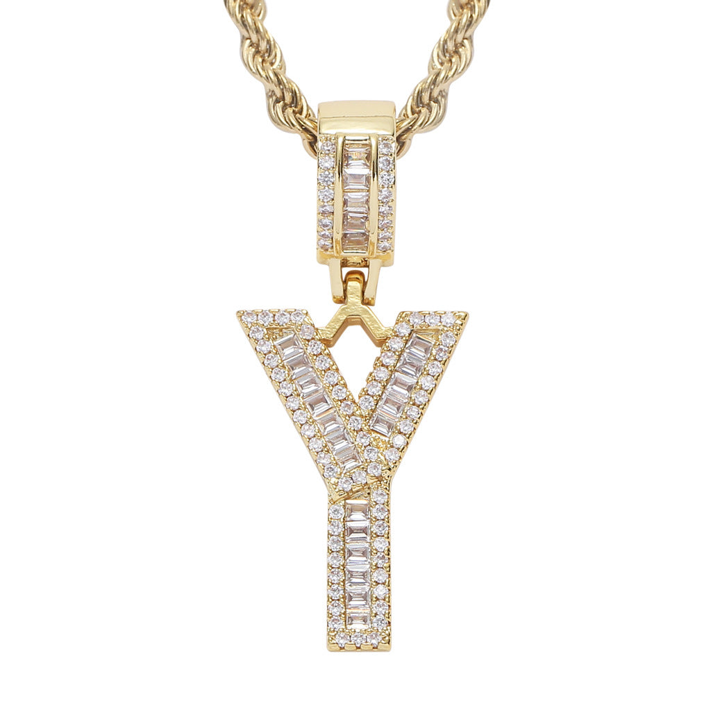 Square Zircon 26 English Letter Hip Hop Pendant