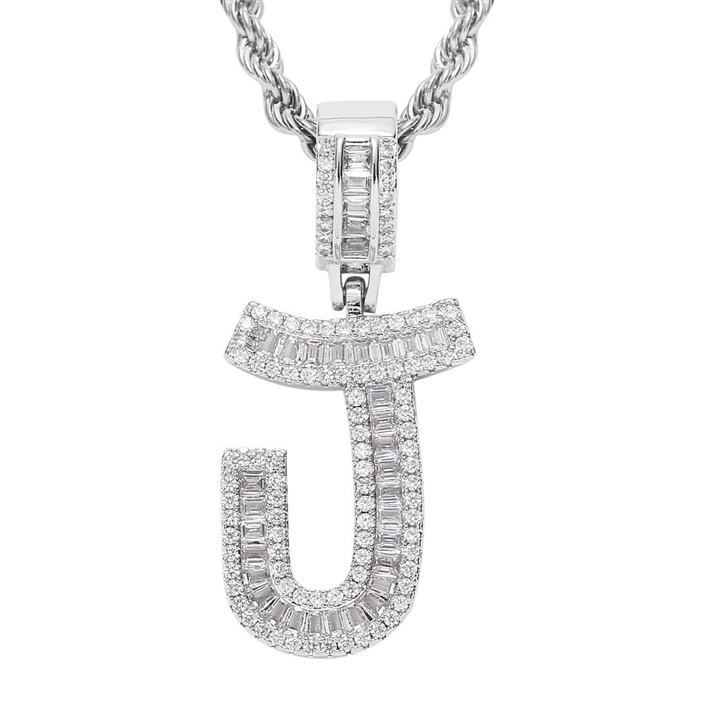 Square Zircon 26 English Letter Hip Hop Pendant