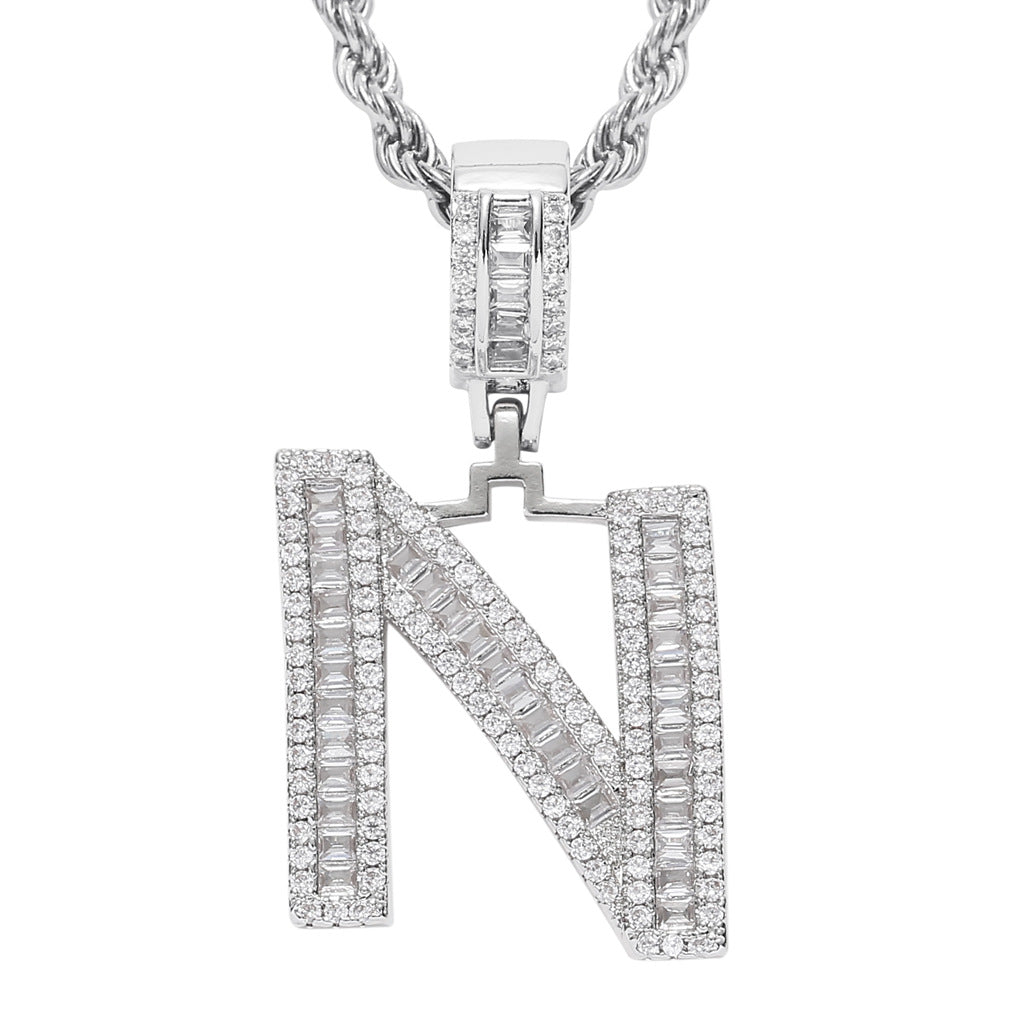 Square Zircon 26 English Letter Hip Hop Pendant