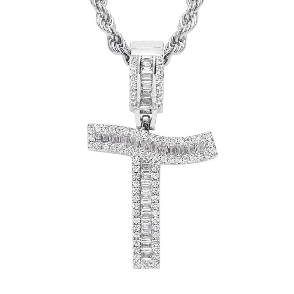 Square Zircon 26 English Letter Hip Hop Pendant